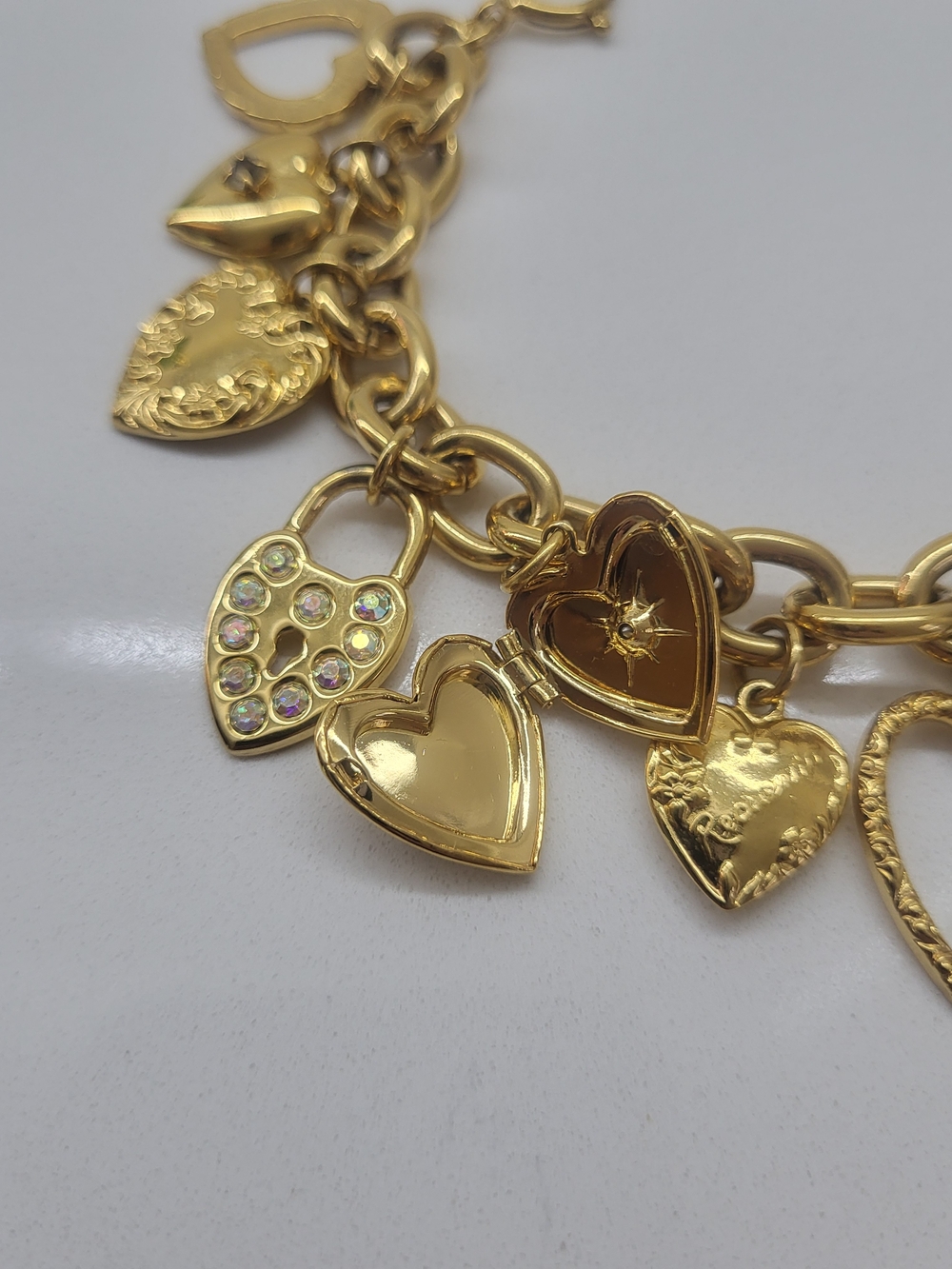 Kirks Folly Signed Charm Bracelet W/Locket - Picture 7 of 10